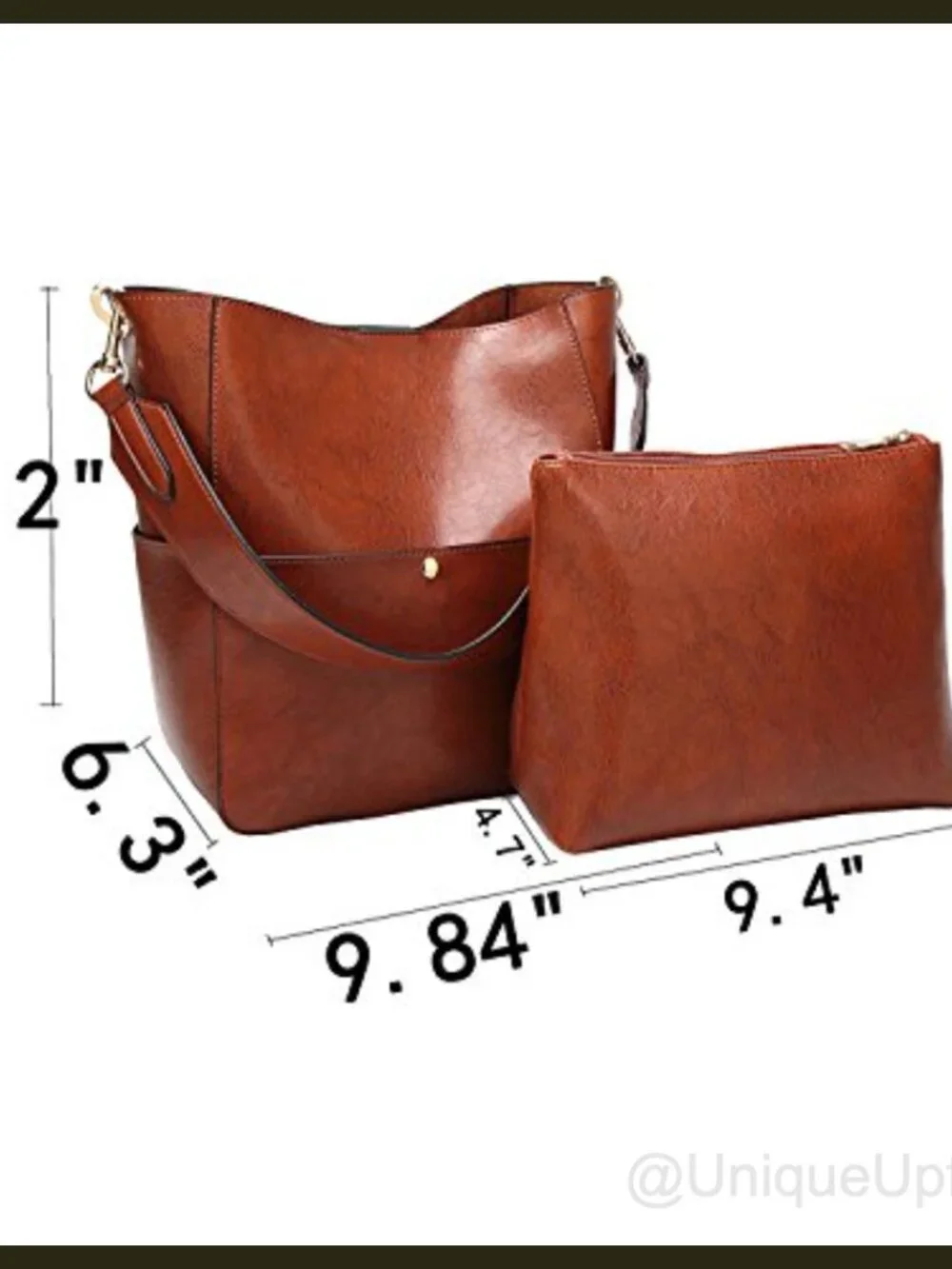 Women's PU Leather Bucket Bag Shoulder Tote Work Satchel Handbag